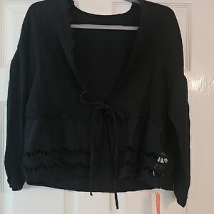 Black Tie-Front Cardigan